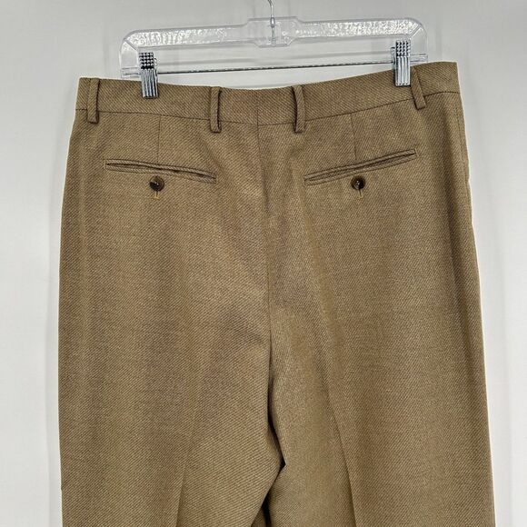 PERRY ELLIS Men's Brown Khaki Tan Pleated Straight Leg Dress Pants Size 36 x 34 - Picture 5 of 6